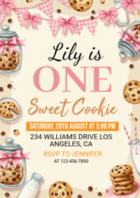 Yellow Illustrative Cookie Birthday Party A4 template