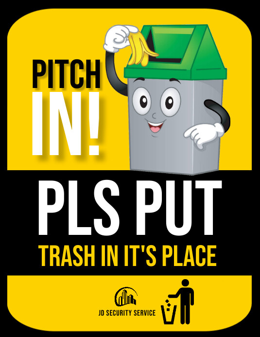 Yellow Illustrative Dispose Trash Properly Wa Pamflet (VSA Brief) template