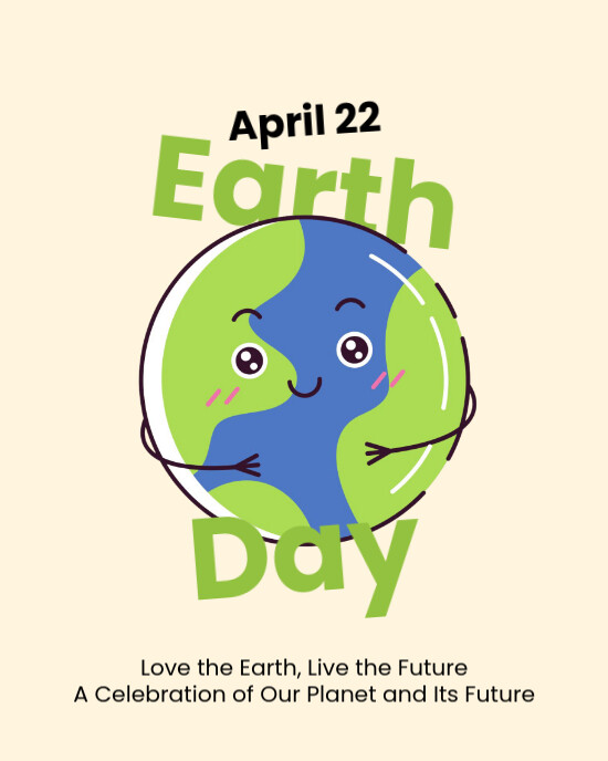 Yellow Illustrative Earth Day Instagram Portrait template
