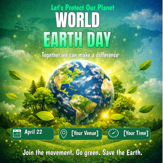 Yellow Illustrative Earth Day Instagram Post Template | PosterMyWall