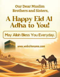 Yellow Illustrative Eid al-Adha Celebration Flyer Iflaya (Incwadi ye-US) template