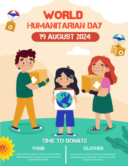 Yellow Illustrative Flat-vertical-poster-template-world-humanitarian-day Flyer (us Letter) Pamflet (VSA Brief)