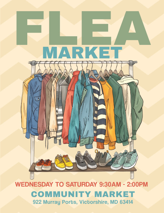 Yellow Illustrative Flea Market Flyer (us Let template
