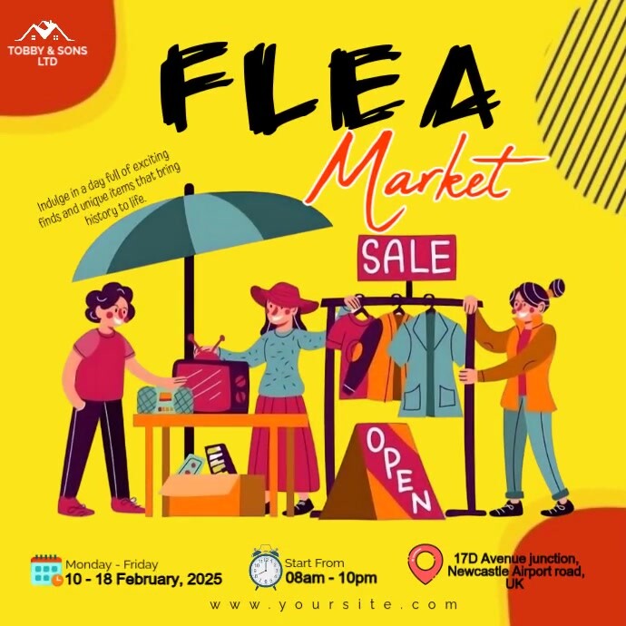 Yellow Illustrative Flea Market Sale Instagram Post template