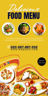 Yellow Illustrative Food Template  Roll Up Banner 3' × 6'