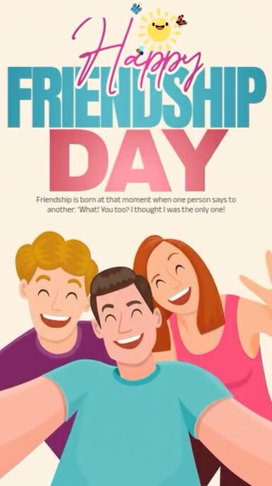 Yellow Illustrative Friendship Day Instagram Story template