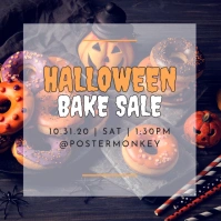 Yellow Illustrative Halloween Bake Sale Insta Сообщение Instagram template
