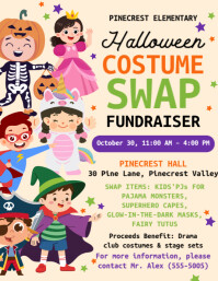 Yellow Illustrative Halloween Costume Swap Fundraiser Flyer (us Letter) template