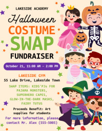 Yellow Illustrative Halloween Costume Swap Fundraiser Flyer (us Letter) template