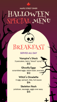 Yellow Halloween Menu เรื่องราวบน Instagram Template - Page 1