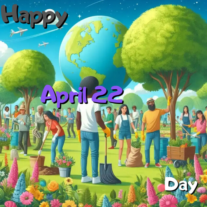 April 22 Events Yellow Illustrative Happy April 22 Day Instagram Post Template ...