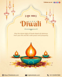 Yellow Illustrative Happy Diwali Instagram Portrait template