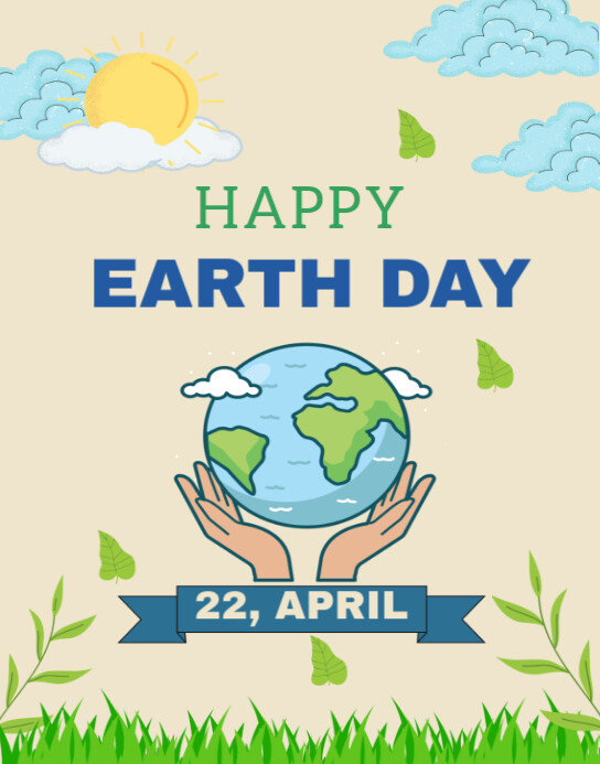 Yellow Illustrative Happy Earth Day  Poster/wallboard Plakkaat/Muurbord template