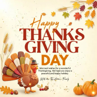 Yellow Illustrative Happy Thanksgiving Day Instagram Post template