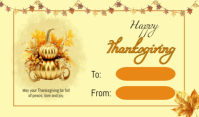 Yellow Illustrative Happy Thanksgiving Tag Etykietka doczepna template