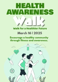 Yellow Illustrative Health Awareness Walk A2 template