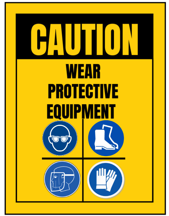 Yellow Illustrative Industrial Warning Caution Poster/wallboard ...