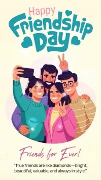 Yellow Illustrative International Friendship Day Instagram Reel template