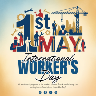 Yellow Illustrative International Workers' Day Square Quadrat (1:1) template