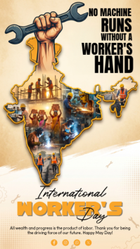 Yellow Illustrative International Workers' Day Instagram Story template