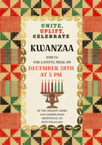 Yellow Illustrative  Kwanzaa Celebration Invitation A4 template