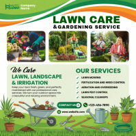Yellow Illustrative Lawn Care and Gardening Services Instagram Post template