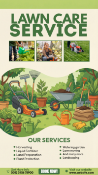Yellow Illustrative Lawn Care Services Instagram Story template