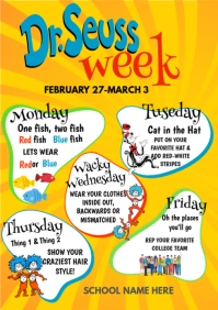 Yellow Illustrative March Spirit Week A4 template