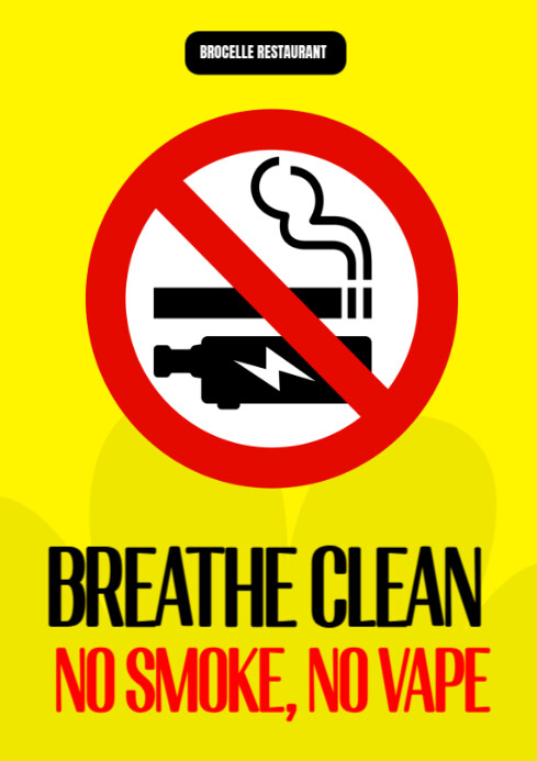Yellow Illustrative No Smoking, No Vaping A4 Template | PosterMyWall Yellow Illustrative No Smoking, No Vaping A4 Template | PosterMyWall