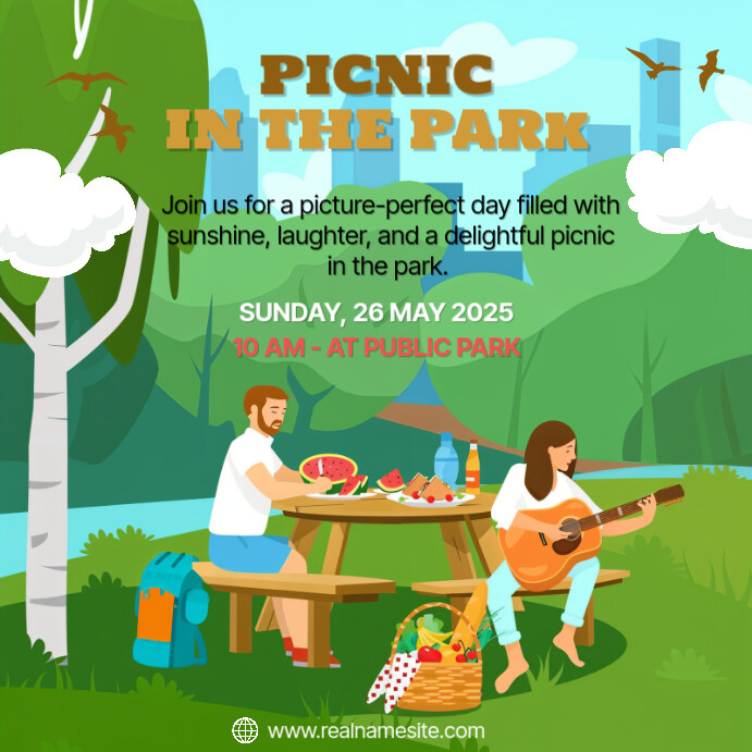 Szablon Yellow Illustrative Picnic In The Park Instagram Post ...