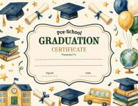 Yellow Illustrative Pre-School Graduation Certificate Flyer Pamflet (VSA Brief) template