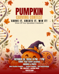 Yellow Pumpkin Carving Contest Instagram Portrait Template