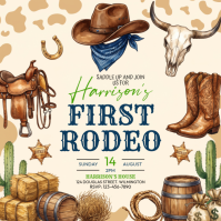 Yellow Illustrative Rodeo Event Square Kwadrat (1:1) template