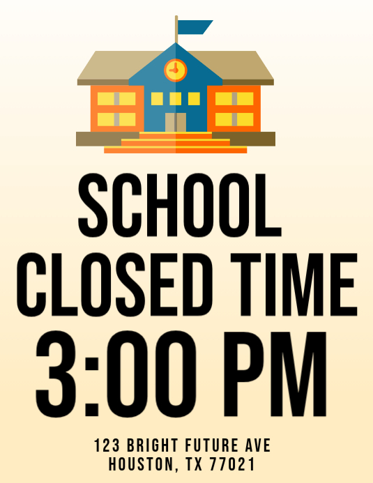 Modèle Yellow illustrative school closure notice flyer | PosterMyWall