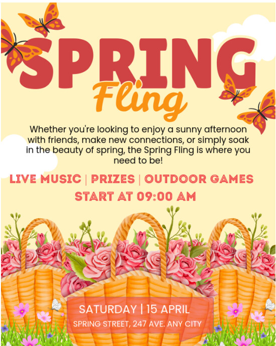 Yellow Illustrative Spring Fling  Instagram Portrait template