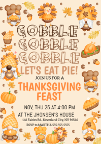 Yellow Illustrative Thanksgiving Feast A4 template