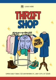 Yellow Illustrative Thrift Shop A2 template