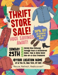 Yellow Illustrative Thrift Store Flyer (us Letter) template
