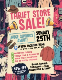 Yellow Illustrative Thrift Store Sale Flyer (us Letter) template