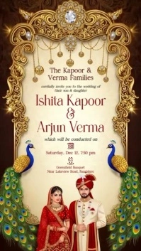Yellow Illustrative Traditional Indian Wedding Invitation Instagram Story template