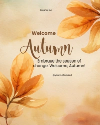 Yellow Illustrative Welcome Autumn Instagram Portrait template