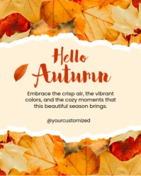 Yellow Illustrative Welcome Autumn Season  Instagram Portrait template