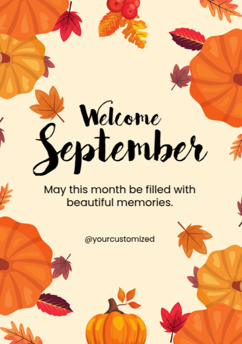 Yellow Illustrative Welcome September A4 Template | PosterMyWall