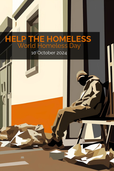 Homeless Support Poster Yellow Illustrative World Homeless Day Poster Template | PosterMyWall