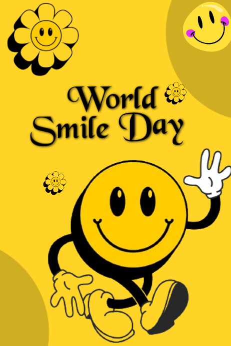 Yellow Illustrative World Smile Day Poster Template | PosterMyWall