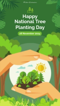 Yellow Ilustratif Happy National Tree Planting Day Instagram Story template