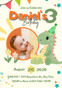 Yellow Ilustratif Kids Birthday Party Invitation A4 template