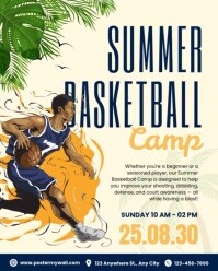 Yellow Ilustratif Summer Basketball Instagram Portrait template