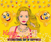 Yellow International Day of Happiness Medium Rectangle Umugqa Ophakathi template