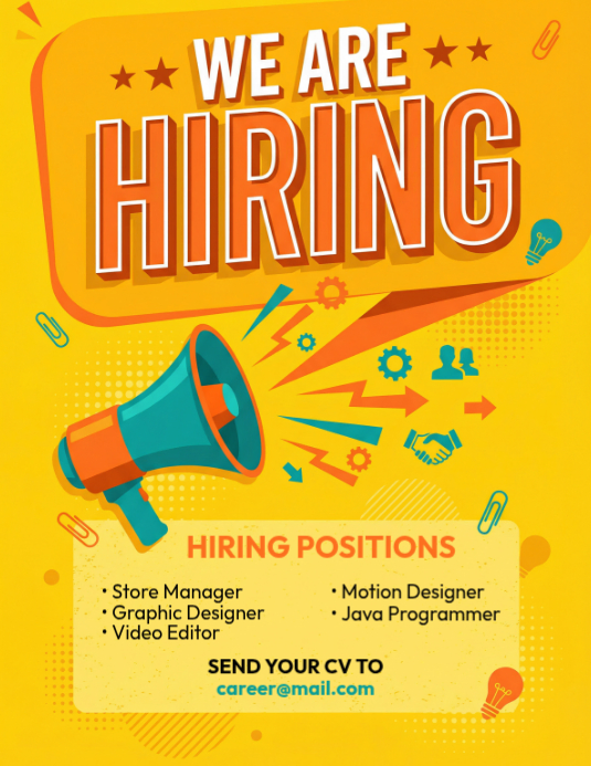 Yellow Job Hiring Flyer Template | PosterMyWall